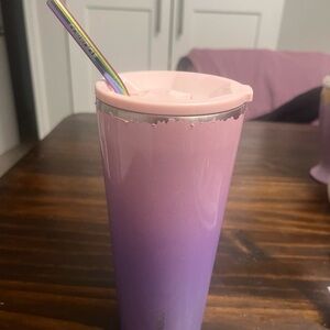Corkcicle Pink and Purple Gradient Tumbler with Straw
